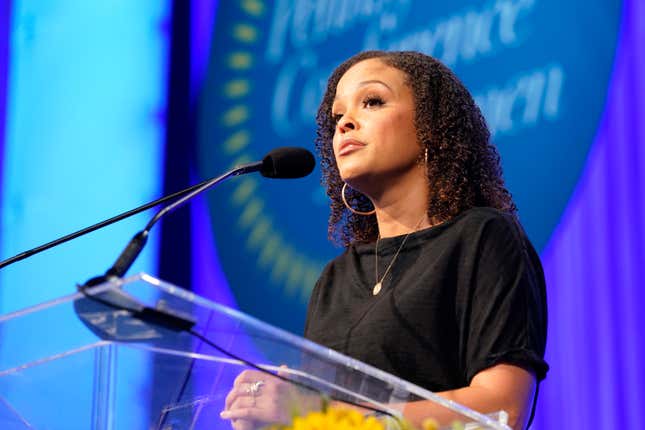 Jesmyn Ward speaks on stage during Pennsylvania Conference For Women 2019 on October 02, 2019 in Philadelphia, Pennsylvania.