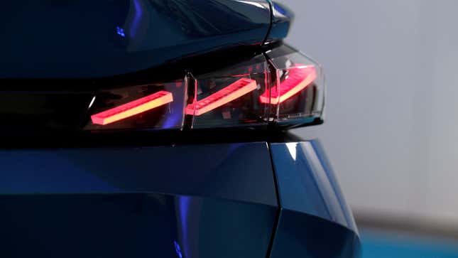 Peugeot 408 hybrid, manufactured by Stellantis, is displayed during an unveiling event in Paris, France, June 21, 2022. 