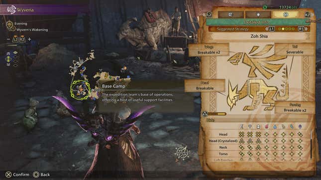 Zoh Shia’s suggested strategy screen, showing which body parts are breakable.