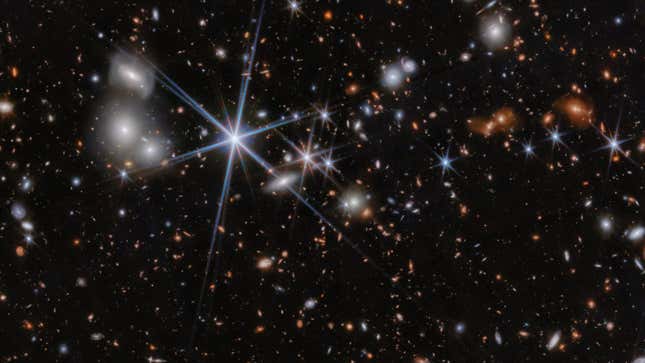 A field image of space that contains the galaxy system ZS7.