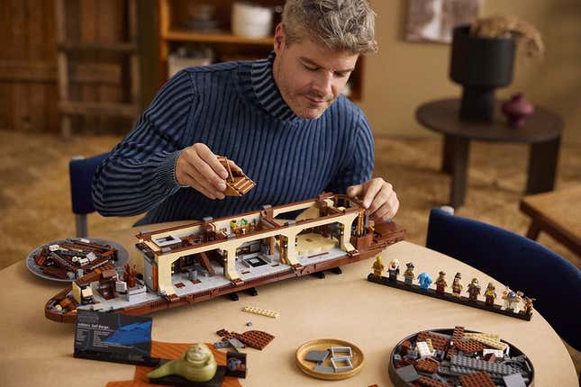 A guy opens the Lego barge