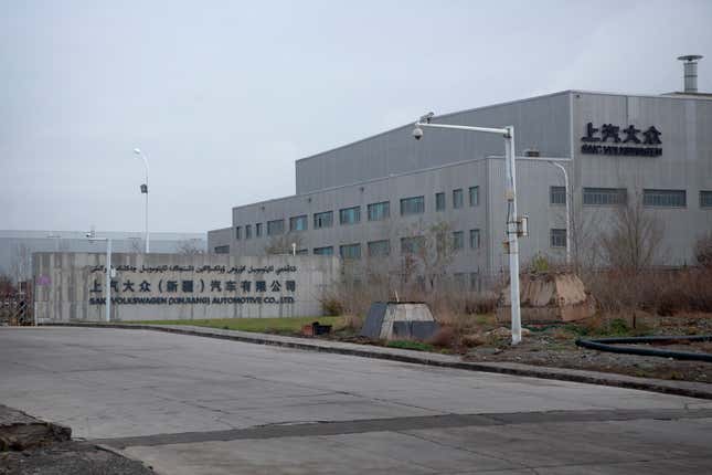 An SAIC Volkswagen plant is seen in the outskirts of Urumqi in northwestern China&#39;s Xinjiang Uyghur Autonomous Region, Thursday, April 22, 2021. An audit commissioned by Volkswagen has found no indication of forced labor at its plant in China&#39;s Xinjiang region, where Western governments have accused the Chinese government of human rights violations against the Uyghur ethnic minority, announced in a media briefing in Germany on Tuesday Dec. 5, 2023. (AP Photo/Mark Schiefelbein)