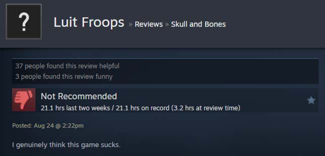 Image for article titled Skull And Bones, As Told By Steam Reviews