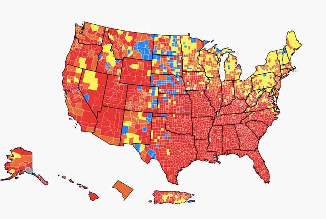 A screenshot of the CDC's map as of Aug. 3, 2021.