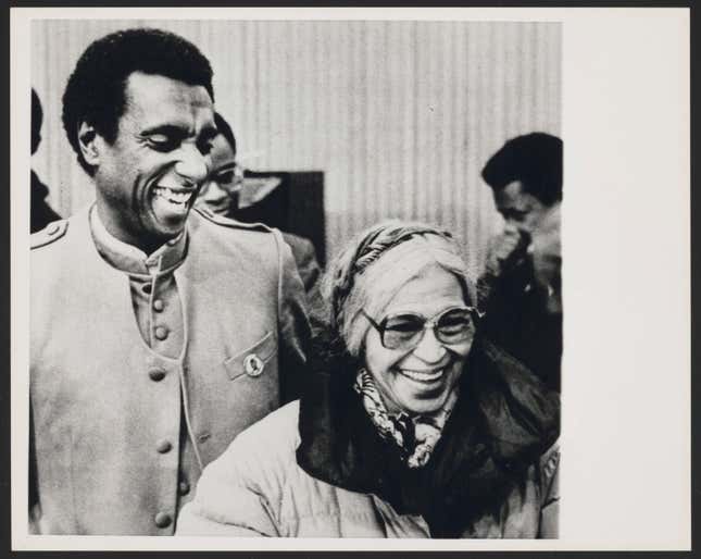 Activist Kwame Toure and Parks. Feb. 14, 1983.