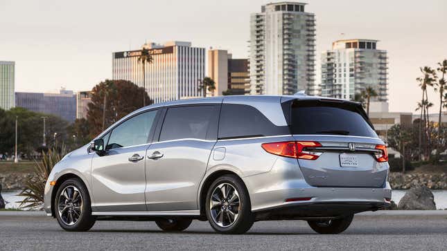 A photo of a silver 2023 Honda Odyssey minivan. 