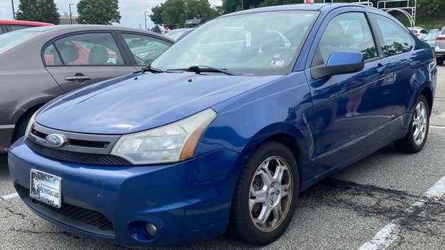 A blue 2009 Ford Focus Coupe photographed in Bethel Park, Pennsylvania.