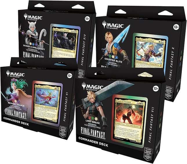 An image shows Final Fantasy-themed Magic: The Gathering cards.