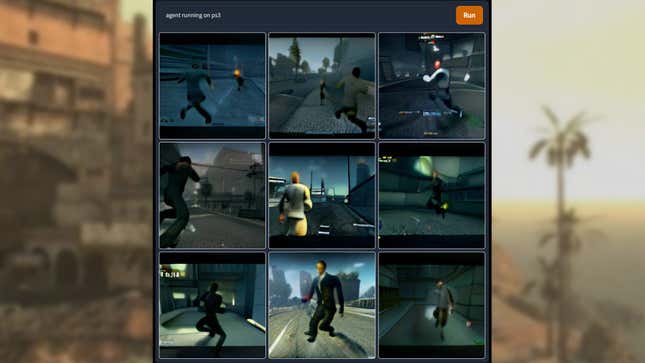 A series of images depicts surrealist AI-generated screenshots of a hypothetical version of Agent.