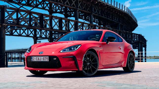 A photo of a red Toyota GR86 sports car. 