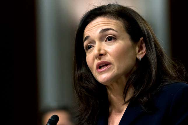 FILE - Facebook COO Sheryl Sandberg testifies before the Senate Intelligence Committee hearing on &quot;Foreign Influence Operations and Their Use of Social Media Platforms,&quot; on Capitol Hill in Washington on Sept. 5, 2018. Sandberg has informed Facebook owner Meta&#39;s board of directors that she doesn&#39;t plan to stand for reelection in the spring. “With a heart filled with gratitude and a mind filled with memories, I let the Meta board know that I will not stand for reelection this May,” Sandberg wrote in a Facebook post on Wednesday Jan. 17, 2024. (AP Photo/Jose Luis Magana, File)