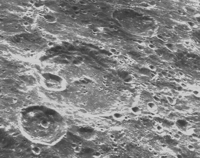 The pock-marked lunar surface, as seen by Orion. 