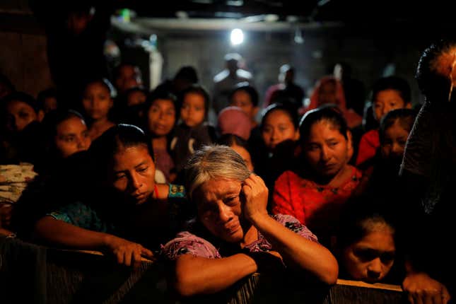 Elvira Choc, grandmother of Jakelin Caal, during the funeral service.