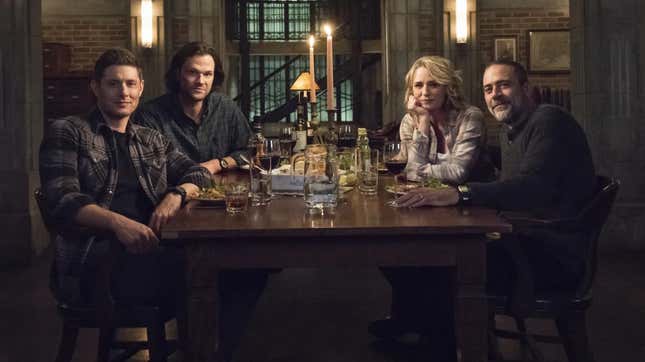 The Winchesters sitting down for a very Supernatural family dinner.