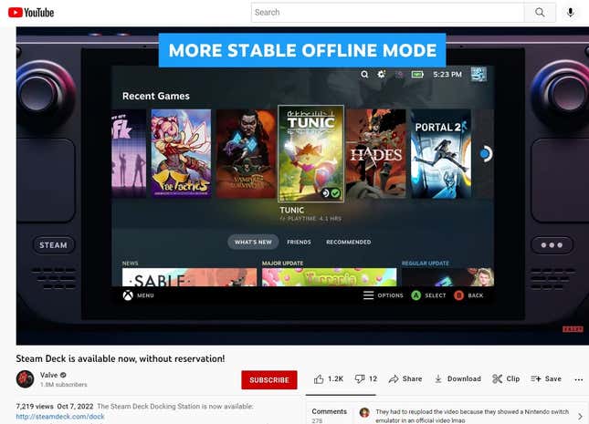 Valve muestra un emulador de Nintendo Switch para Steam Deck