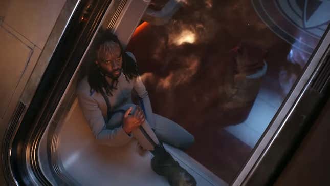 A Klingon moping on a windowsill.