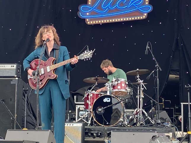 S.G. Goodman, playfully calling out the dearth of Southern accents she’s heard at the fest