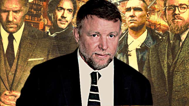 Left to right: Wrath of Man (United Artists), Sherlock Holmes (Warner Bros.), Guy Ritchie (Shutterstock), Lock, Stock, And Two Smoking Barrels (Universal Pictures), The Gentlemen (Miramax)