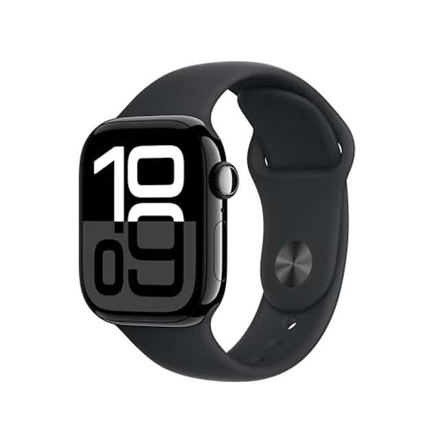 Image for article titled Apple Watch Series 10 [GPS + Cellular 42mm case] Smartwatch with Jet Black Aluminium Case with Black Sport Band, Now 10% Off