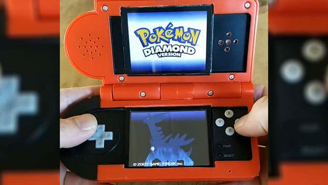 A toy Pokedex modded to include a working Nintendo DS