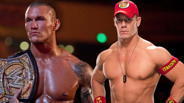 Randy Orton (left) and John Cena (right) staring