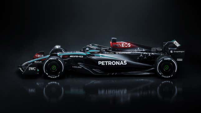 A photo of the 2024 Mercedes Formula 1 car. 