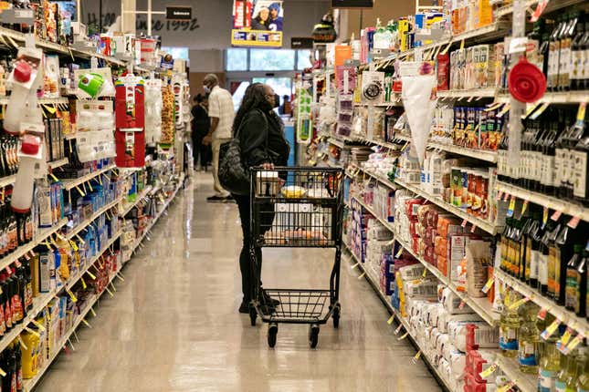 A shopper visits Albertsons in Los Angeles, CA. 