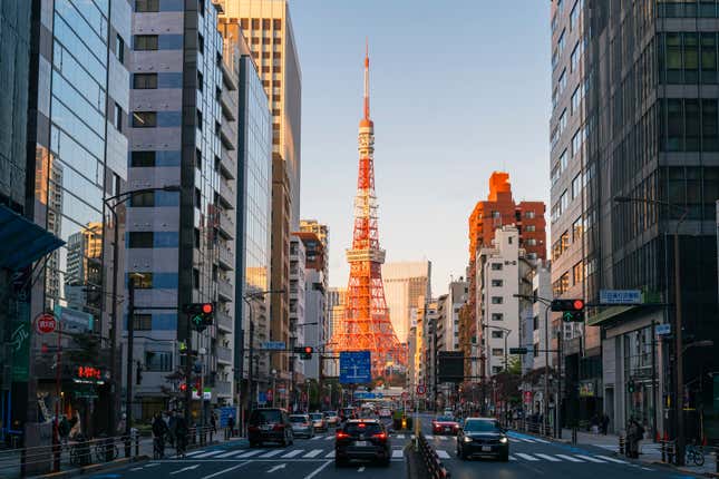  Tokyo Tower at sunset, Tokyo, Japan.