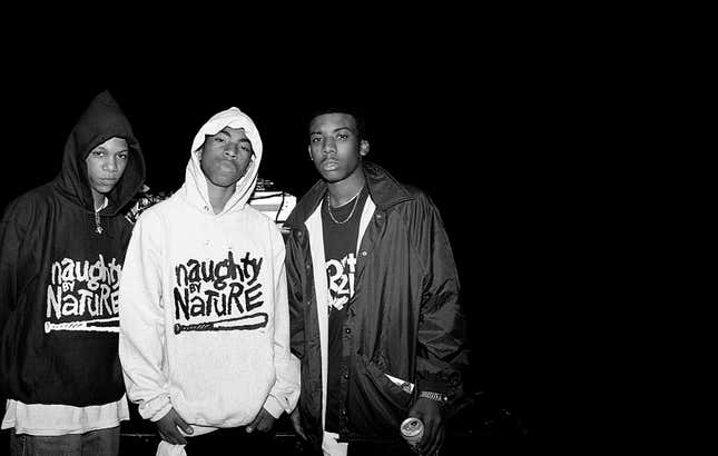 CHICAGO - SEPTEMBER 1994: Rappers Taji, Qu’ran and Tarik of Da Youngstas poses for photos backstage at the Riviera Theatre in Chicago, Illinois in September 1993. 