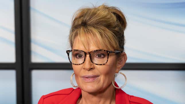 DALLAS, TEXAS, UNITED STATES - 2022/08/04: Sarah Palin conducts interview for Lindell TV during CPAC (Conservative Political Action Conference) Texas 2022 conference at Hilton Anatole. (Photo by Lev Radin/Pacific Press/LightRocket via Getty Images)