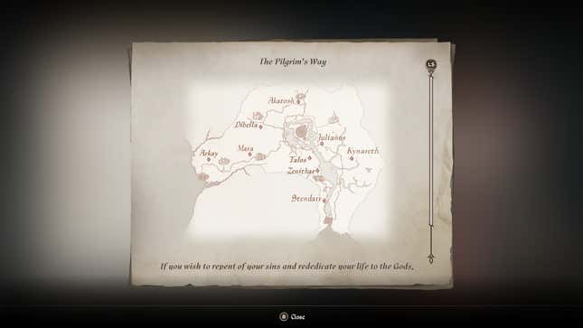 The handdrawn map showing the wayshrines of the Knights of the Nine in Oblivion Remastered.