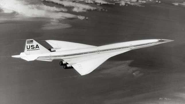 Artist's rendition of the Boeing 2707, which was to become the first American supersonic airliner (SST).
