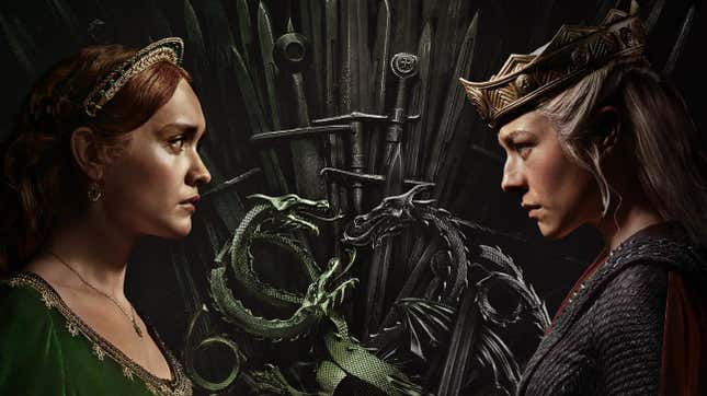 Alicent Hightower and Rhaenyra Targaryen look   disconnected  successful  House of the Dragon cardinal  art