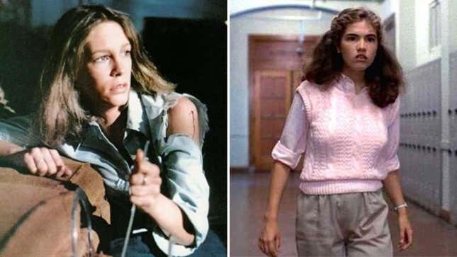 Jamie Lee Curtis als Laurie Strode in „Halloween, links“ von 1978 und Heather Langenkemp als Nancy Thompson in „Nightmare on Elm Street“ von 1984.