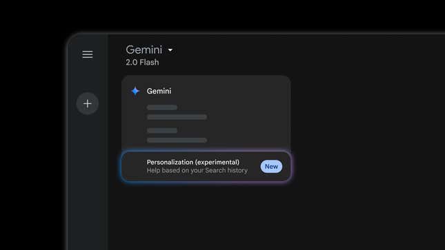 a screenshot of Google Gemini 2.0 Flash with the personalization feature