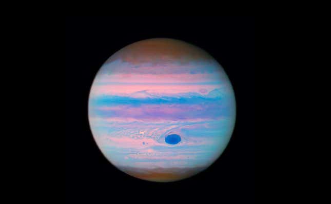 Jupiter in ultraviolet, as seen by Hubble.