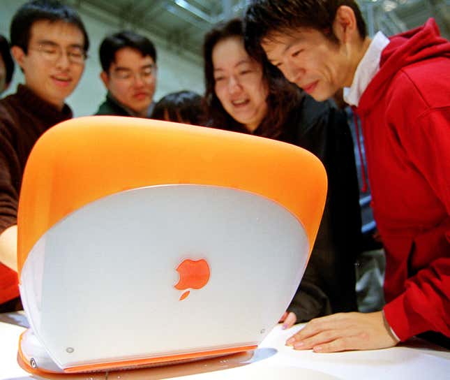  The iBook on display at an Apple store in Tokyo, Japan in 1999.