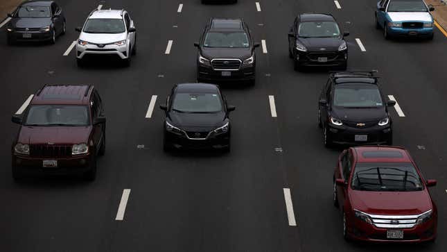 A photo of traffic on an American highway. 