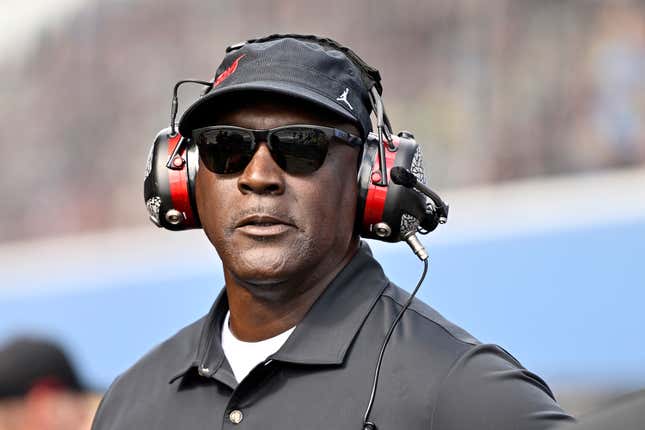 BROOKLYN, MICHIGAN - AUGUST 18: Michael Jordan, NBA Hall of Famer and co-owner of 23XI Racing looks on during the NASCAR Cup Series FireKeepers Casino 400 at Michigan International Speedway on August 18, 2024 in Brooklyn, Michigan. 