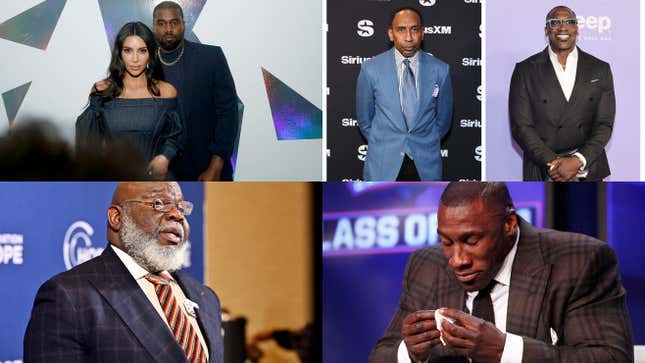 Image for article titled Kanye West's Hideous Comments About His Daughter North, Bishop T.D. Jakes' Shocking Move, Shannon Sharpe's Comments About Older Women Bite Him, Beyoncé's Cowboy Carter Opening Night Ends in a Brawl, Rumi Captures Hearts and More From the Week in Entertainment
