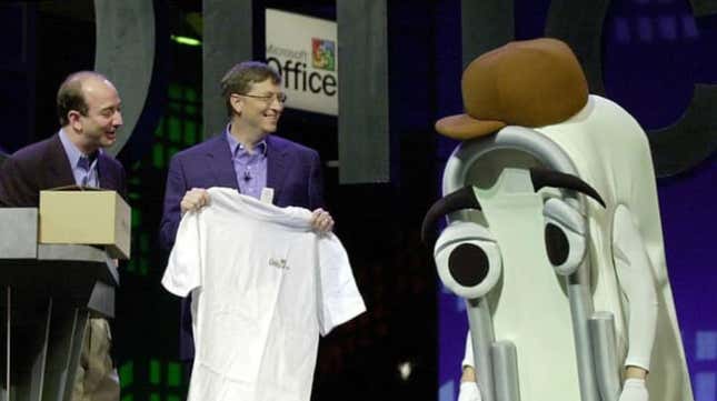 a Microsoft presentation featuring the clippy mascot