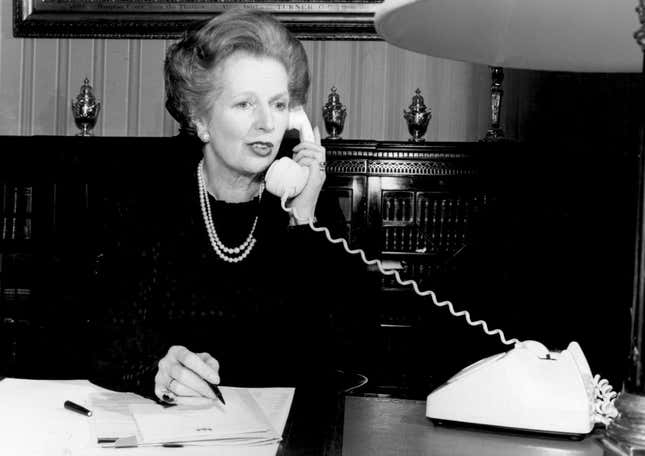 In 1975, when Margaret Thatcher became Leader of the Opposition, only 54% of Britons had phones.