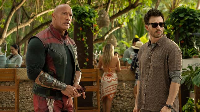 Dwayne "The Rock" Johnson and Chris Evans in Red One.