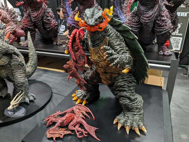 A statue of Gamera is on display.