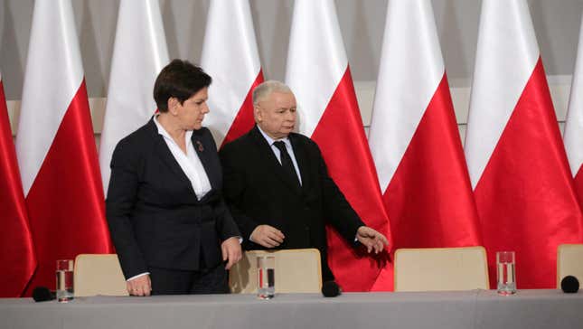 Kaczynski with Beata Szydlo, the prime minister.