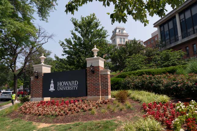 FILE - An electronic signboard welcomes people to the Howard University campus in Washington, on July 6, 2021. Howard University is turning to an experienced scholar of the African diaspora to serve as its new university president. 