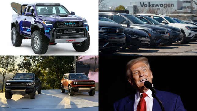 Bild für Artikel mit dem Titel Tesla fährt ohne Anzuhalten mit einem Reh zusammen, Toyota stellt auf der SEMA A 4Runner und Scout im Car Culture Roundup dieser Woche Elektro-Trucks vor