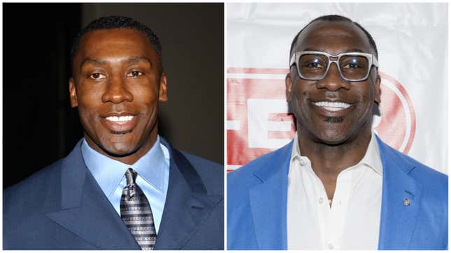 Shannon Sharpe en 2003; Shannon Sharpe en 2024.