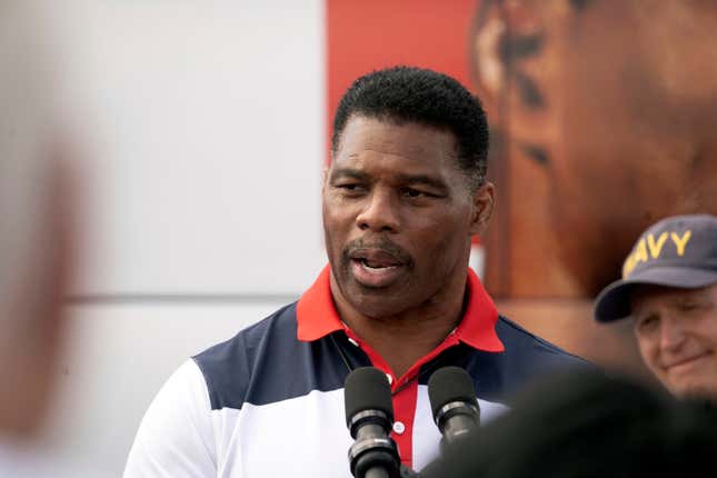 Georgia Republican Senate candidate Herschel Walker speaks during a campaign stop on Tuesday, Oct. 11, 2022, in Carrollton, Ga.