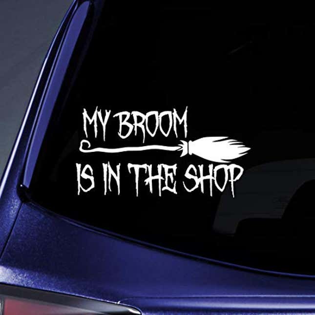 Image for article titled My Broom is in The Shop Sticker Decal Notebook Car Laptop 8&quot; (White), Now 17% Off